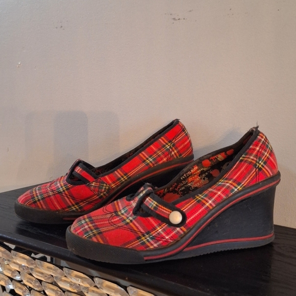 Wedge tartan shoes Underground England - Picture 2 of 3